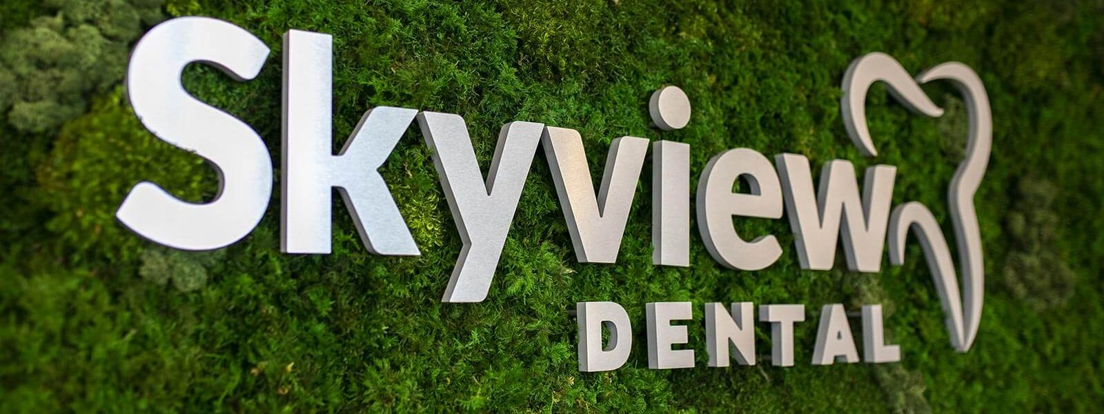 Skyview Dental clinic branded backdrop